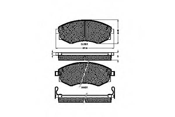 HYUNDAI 58101-28A20 Комплект гальмівних колодок, дискове гальмо