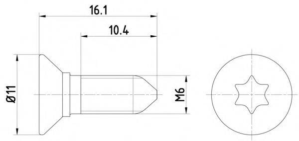 SKODA N10112603 Болт, диск гальмівного механізму