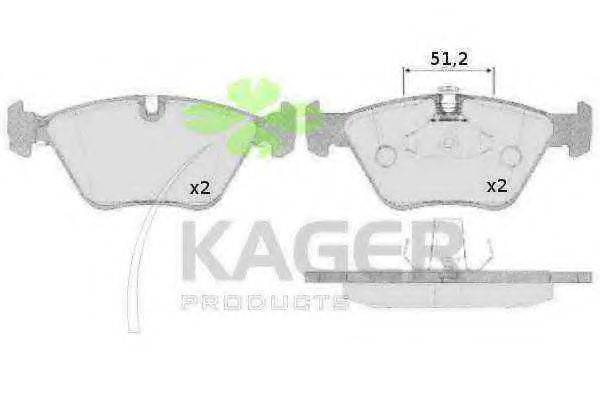KAGER 350615 Комплект гальмівних колодок, дискове гальмо