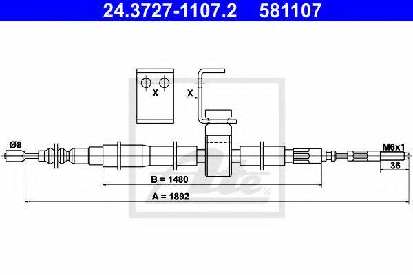SAAB 8970741 Трос, стоянкова гальмівна система