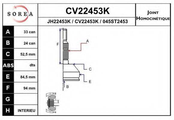 SNRA JH22453K Шарнірний комплект, приводний вал
