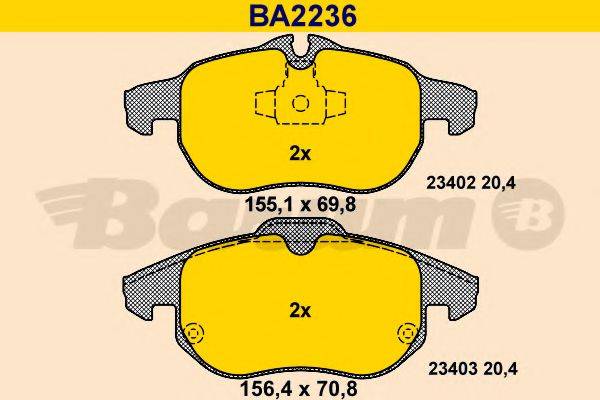 BARUM BA2236 Комплект гальмівних колодок, дискове гальмо