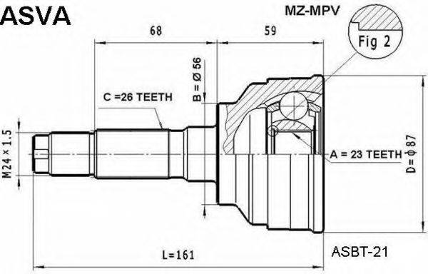 MAZDA GA2022510 Шарнірний комплект, приводний вал
