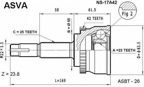 NISSAN 39101-1N515 Шарнірний комплект, приводний вал