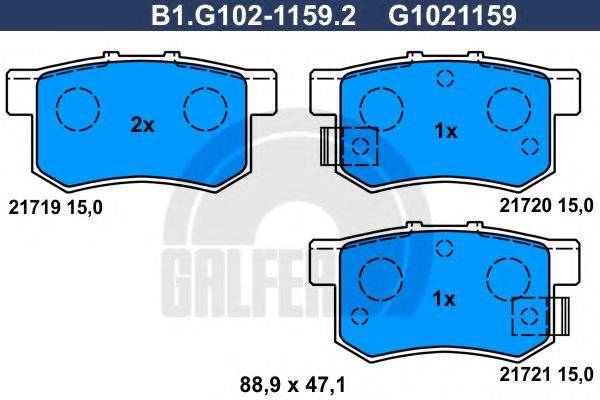 GALFER B1G10211592 Комплект гальмівних колодок, дискове гальмо