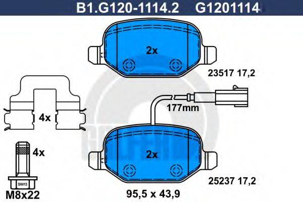 GALFER B1G12011142 Комплект гальмівних колодок, дискове гальмо