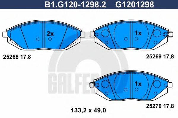 GALFER B1G12012982 Комплект гальмівних колодок, дискове гальмо