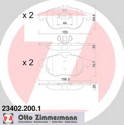ZIMMERMANN 234022001 Комплект гальмівних колодок, дискове гальмо