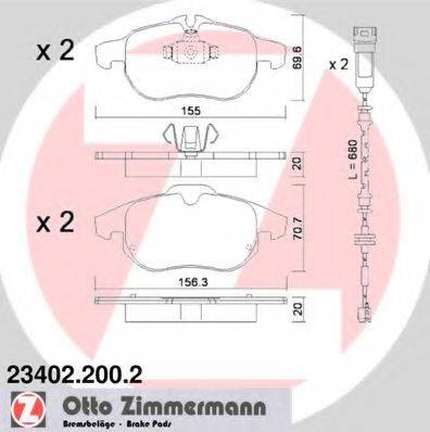 ZIMMERMANN 234022002 Комплект гальмівних колодок, дискове гальмо