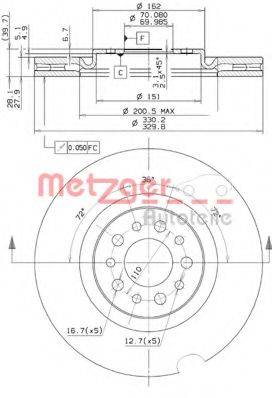 METZGER 6110303 гальмівний диск